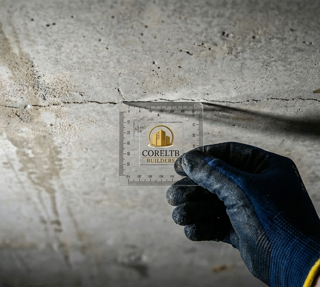 Rzeczoznawca budowlany wykonujący ekspertyzę techniczną pęknięcia ściany