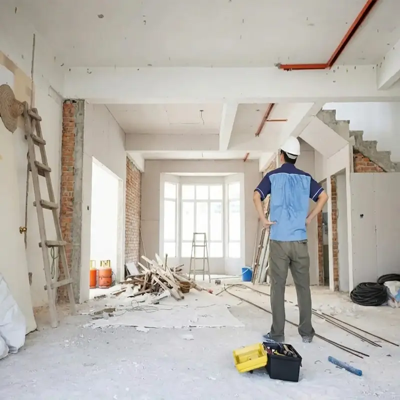 Kierownik projektu kontrolujący postęp prac wykończeniowych